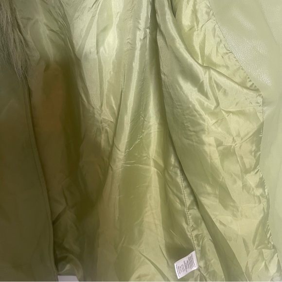Show Me Your MuMu Green Faux Fur Trim Leather Jacket - Picture 9 of 12